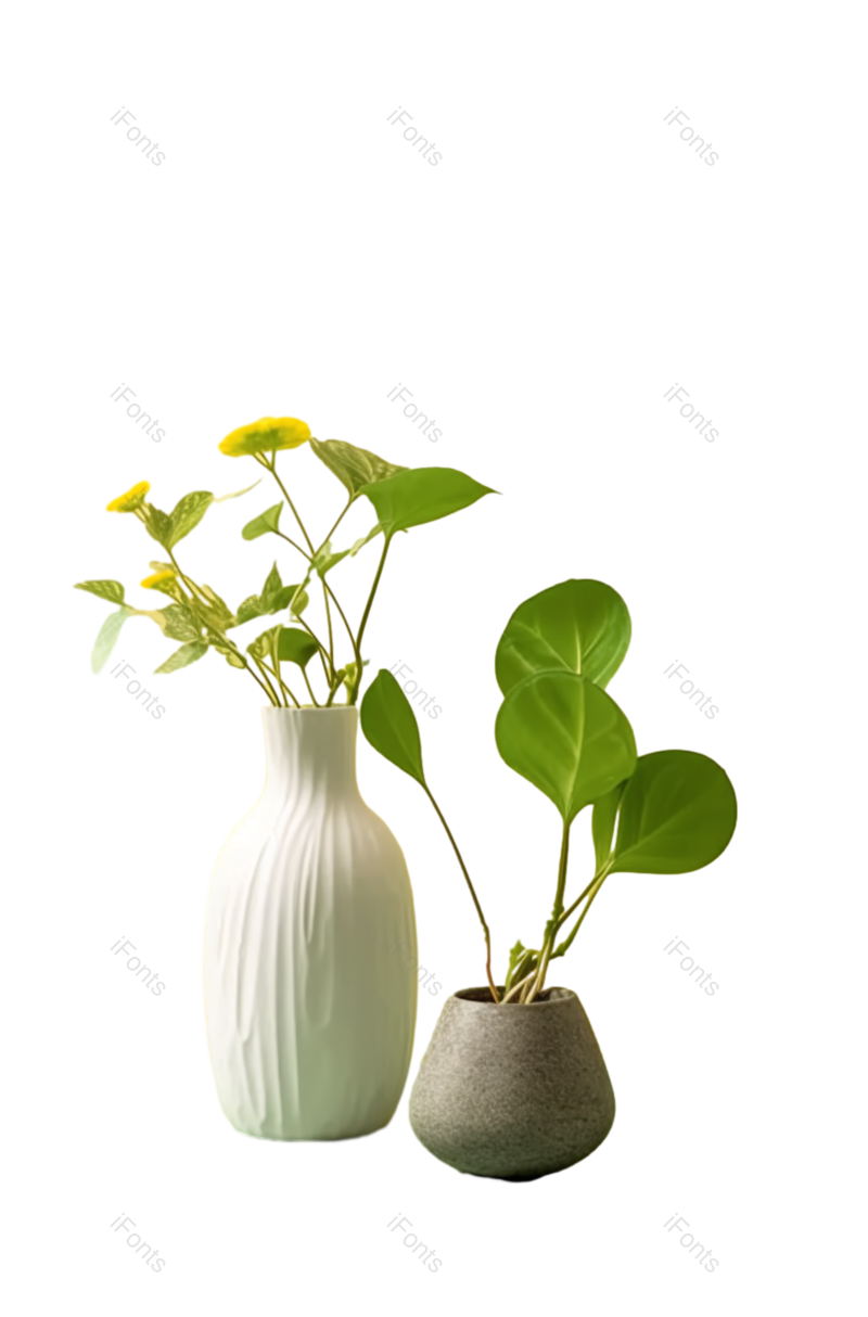 黄色的花图片,白色元素,石头PNG,花盆免抠素材